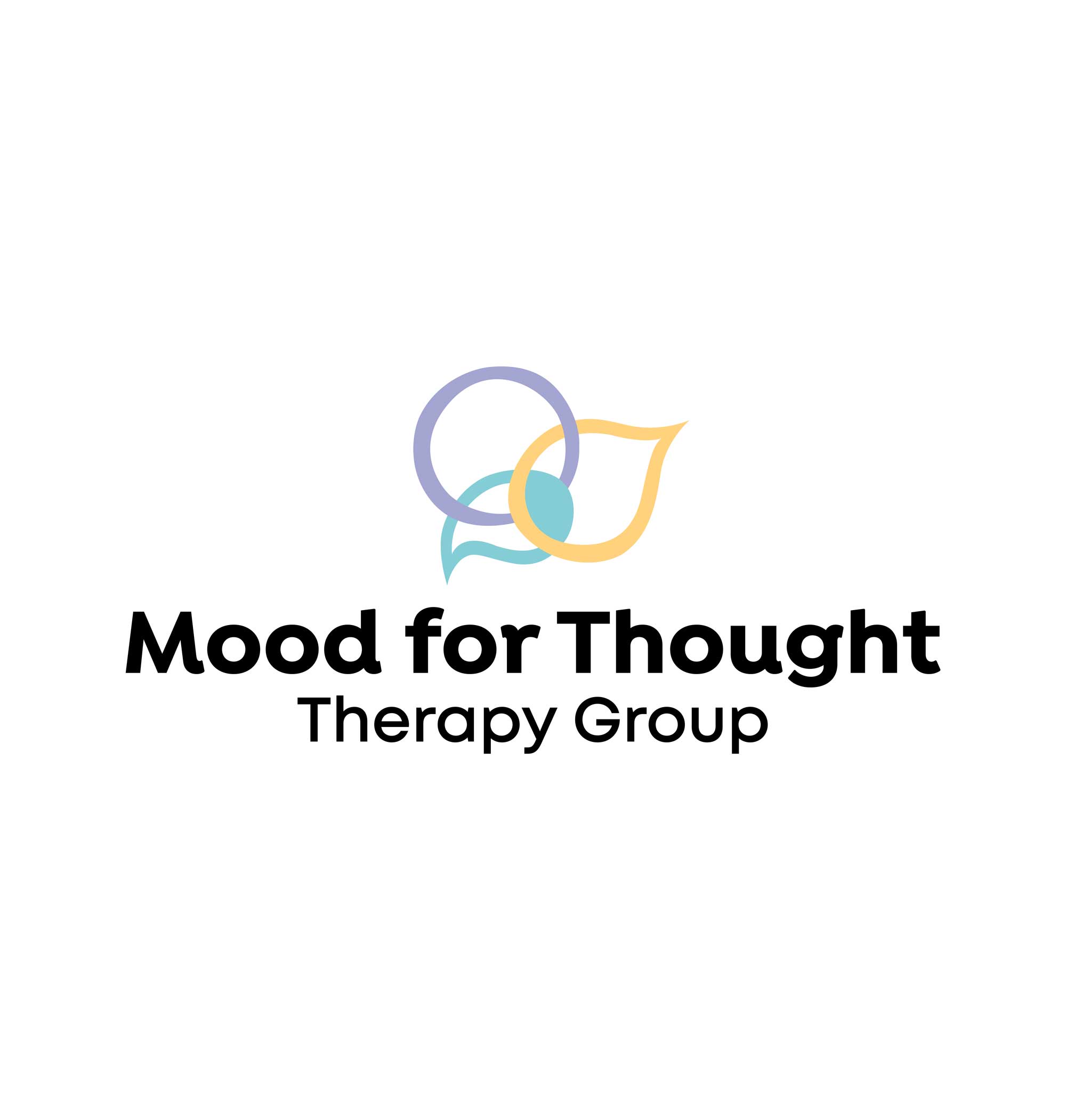 Mood for Thought abstract overlapping shapes icon in pastel purple, yellow, and teal